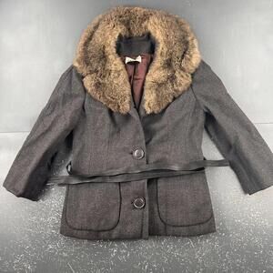 VTG Zelinka Matlick Pea Coat Small Mink Shawl Collar Gray VTG 60's Luxury Fairy